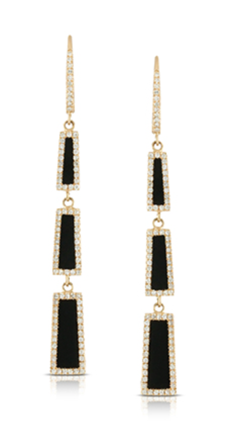 Onyx and Diamond Dangle Earrings