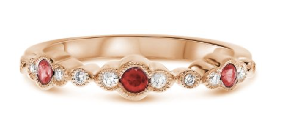Round Ruby and Diamond In Rose Gold