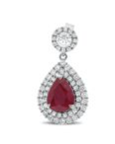 Pear Shape Gemstone With Double Row of Diamond Earring