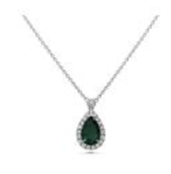 1.16Ct Emerald Pear Pendant Necklace