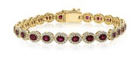 Oval Ruby with Diamond Halo Eternity Bracelet