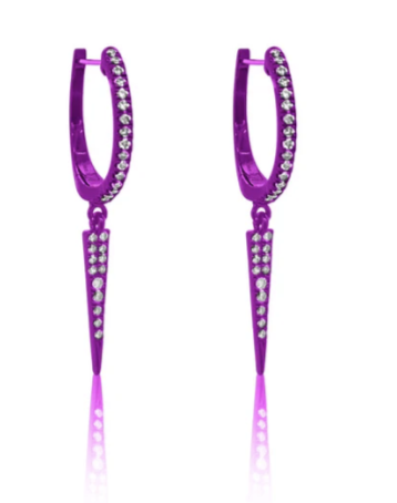 Groovy Purple Diamond Dagger Huggies
