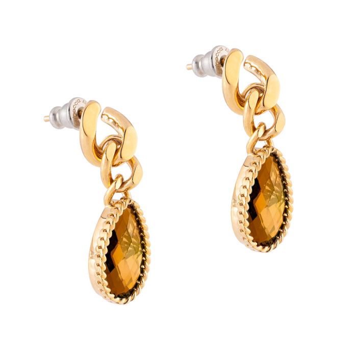 Bronze with Stone Dangle Earrings