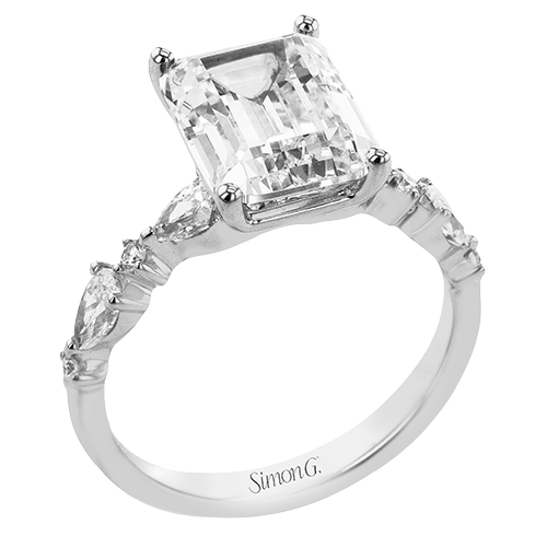 Emerald Setting w/ Pear and Round Diamond Band