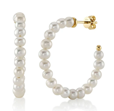 CULTURED PEARL HOOP EARRING