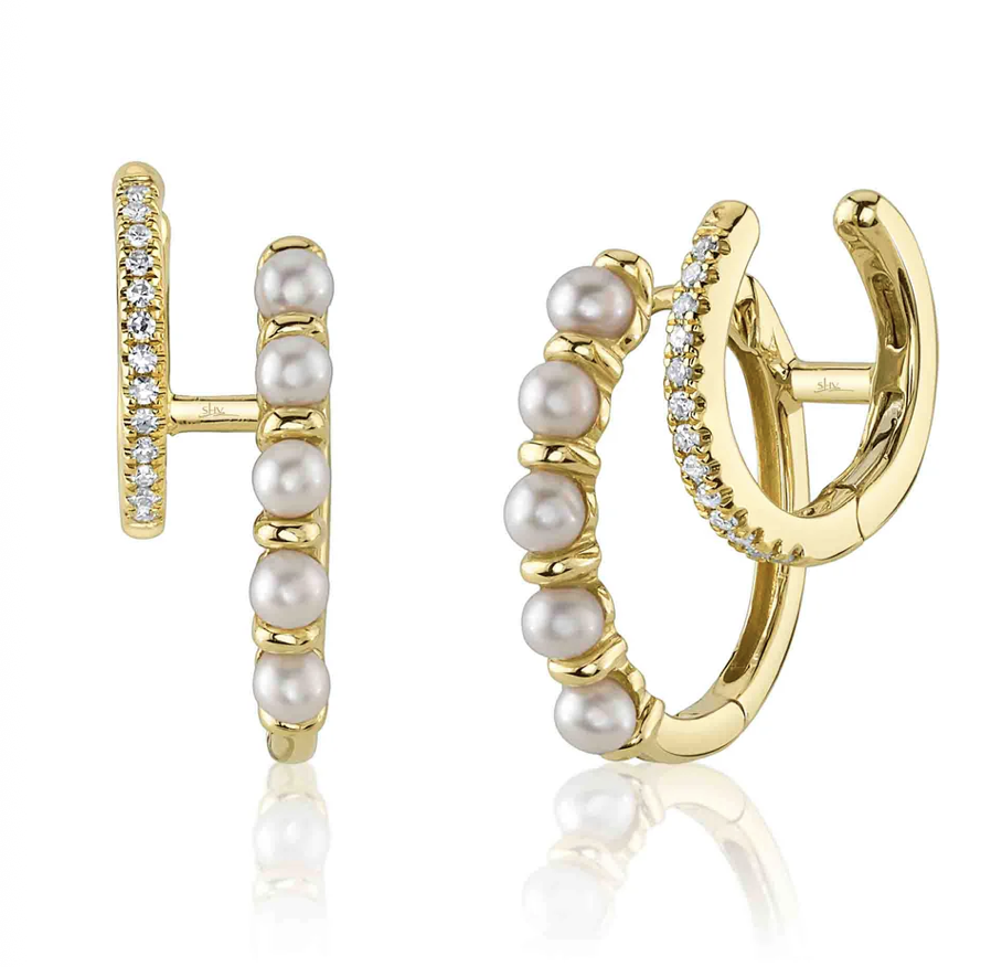 PEARL AND DIAMOND DOUBLE HUGGIES