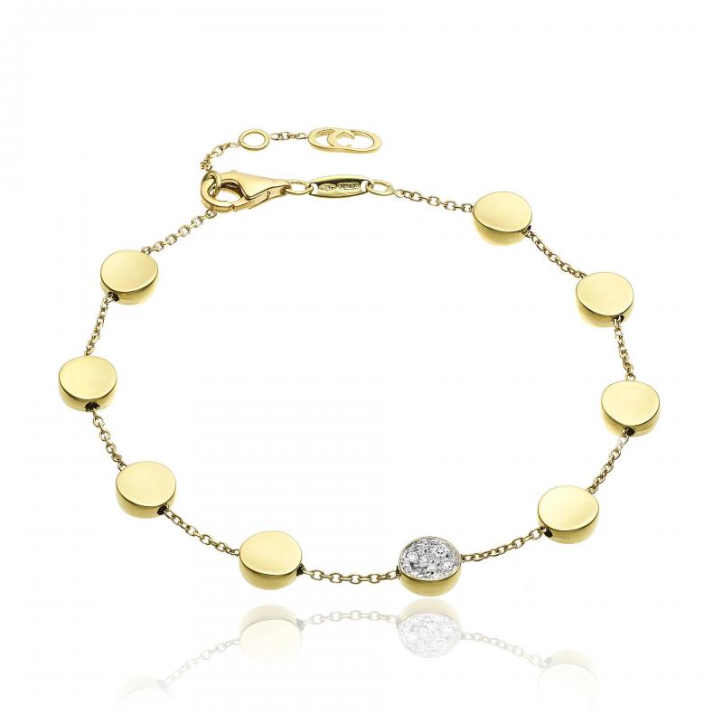 Eight Station Gold Disk W/ One Pave Disk