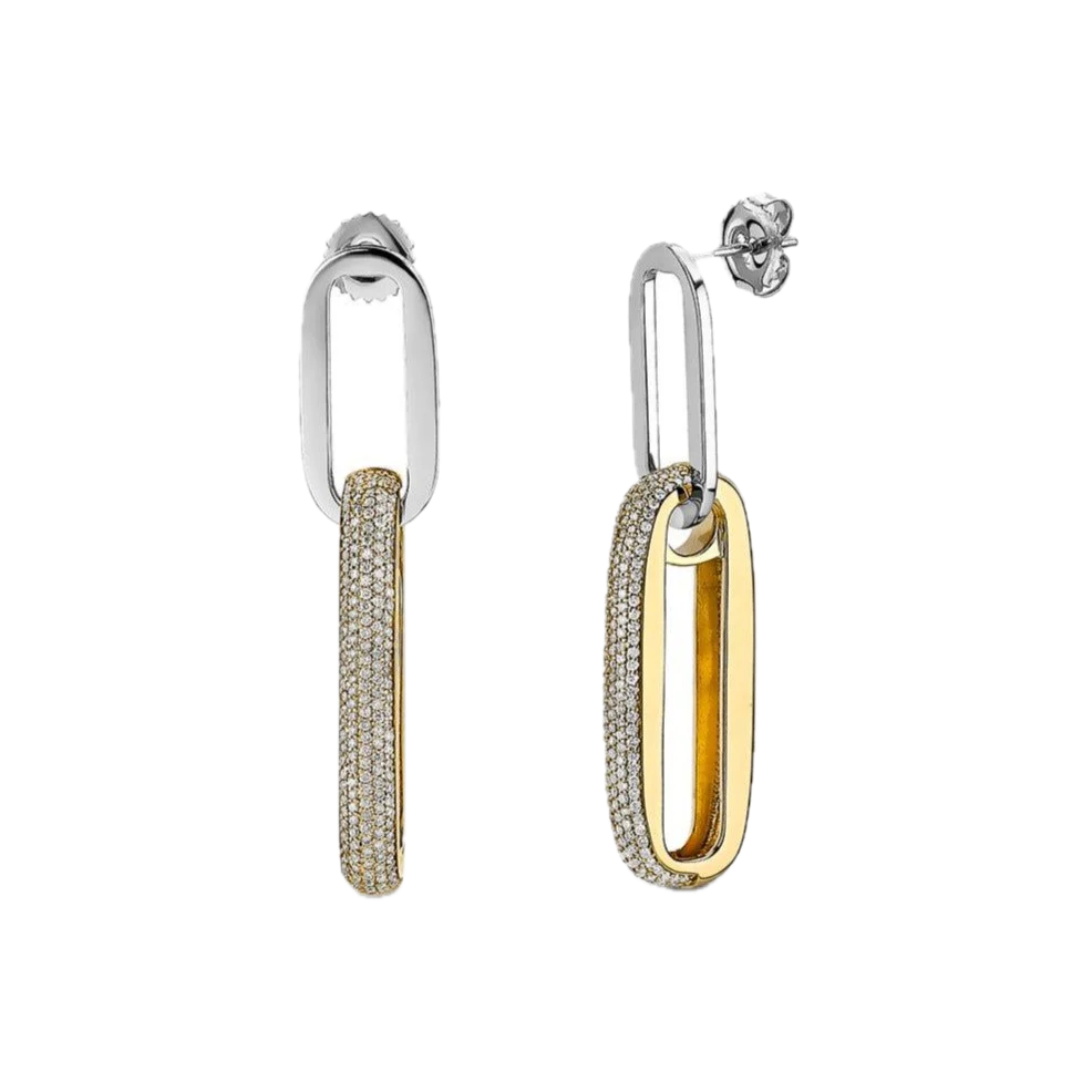 Double Luxe Link Wide Drop Earrings