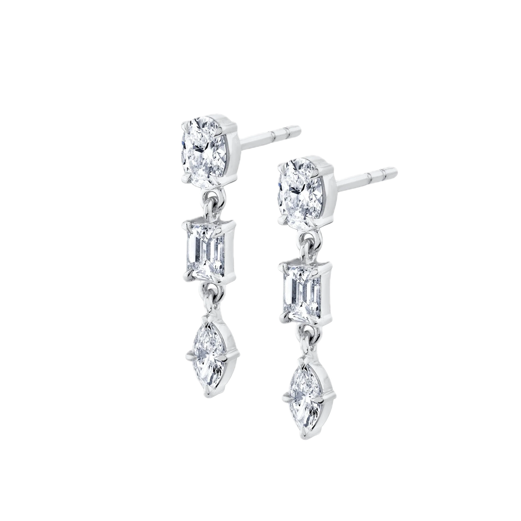 Montage 3 Stone Drop Earrings