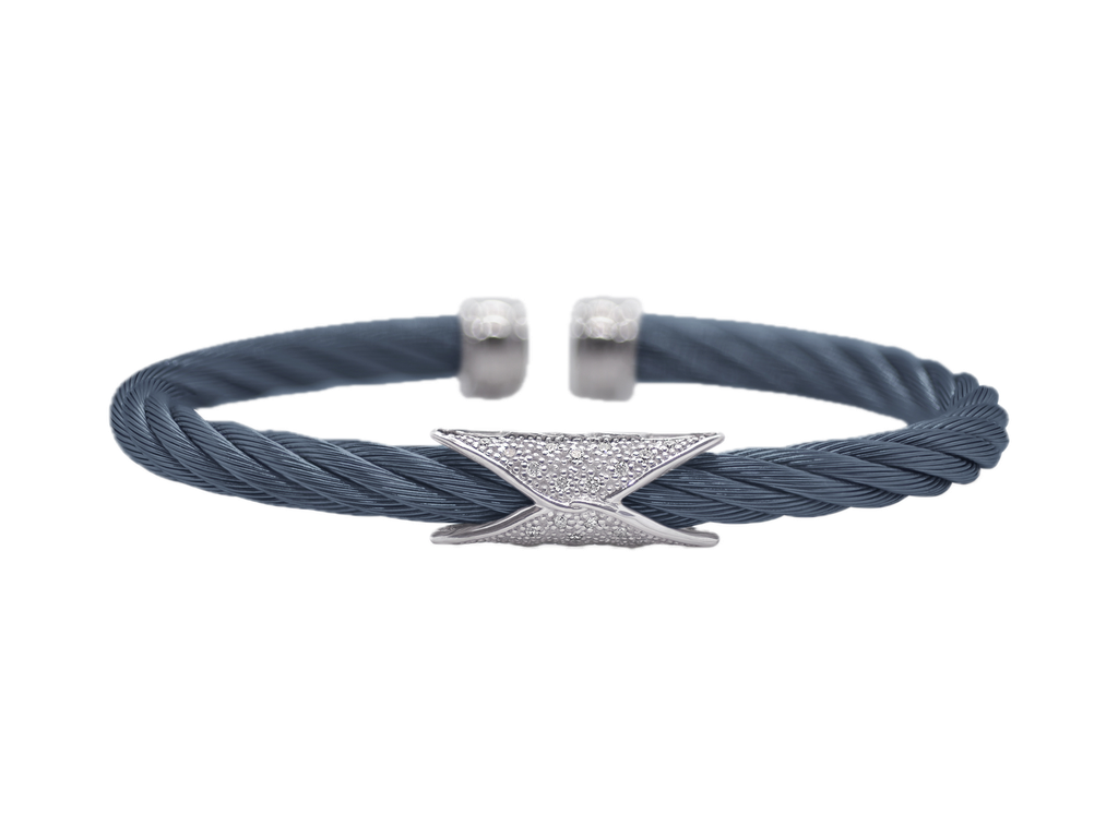 Cable 5mm Hourglass Cuff with 18kt Gold & Diamonds