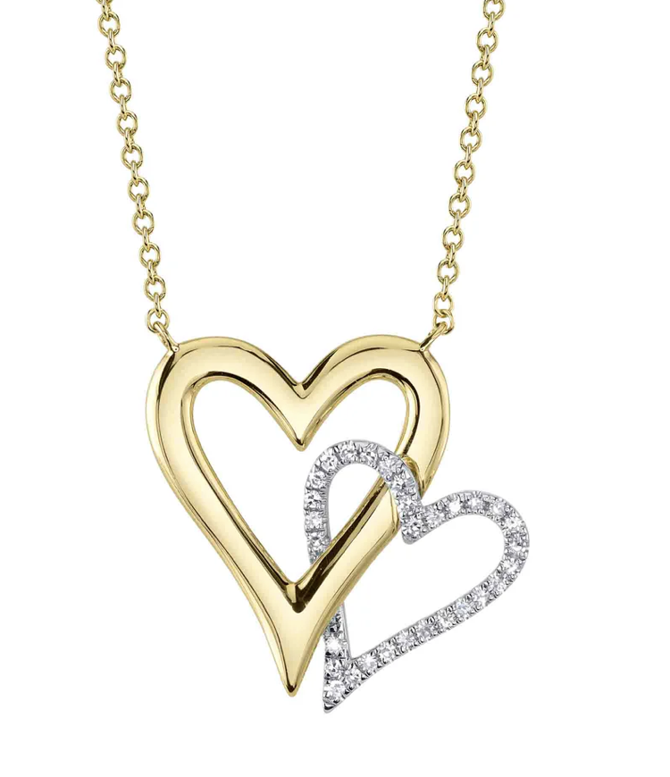 Two Toned Double Heart Necklace