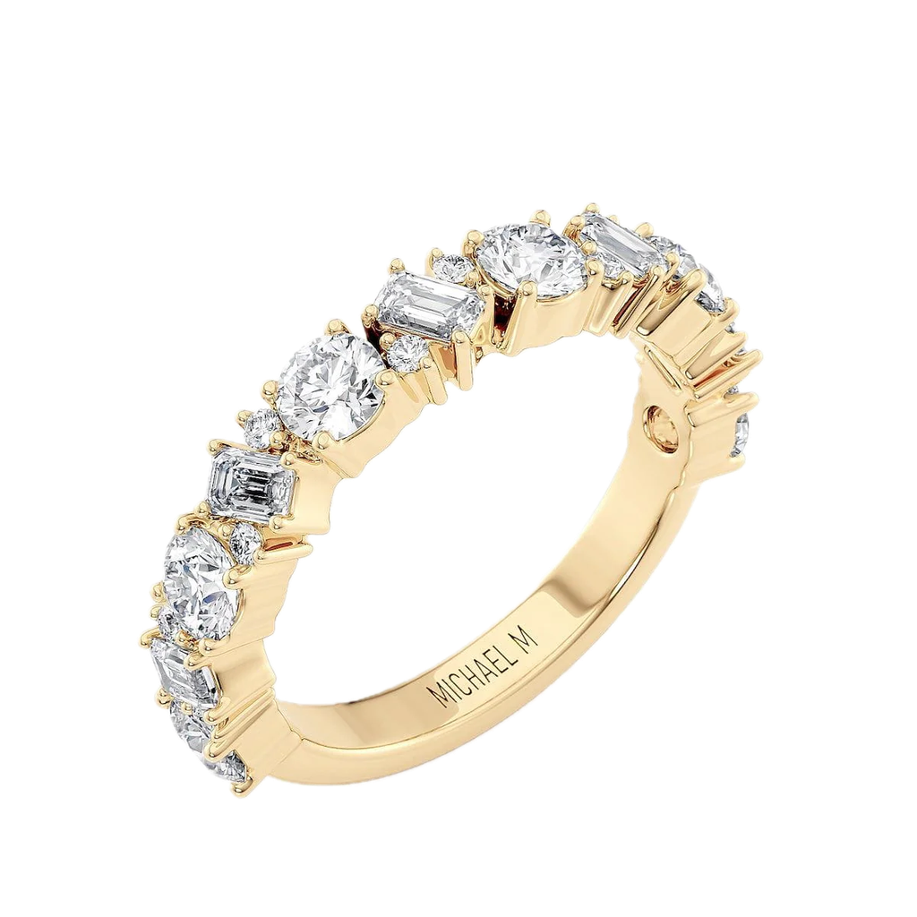 Montage Emerald and Round Wedding Band