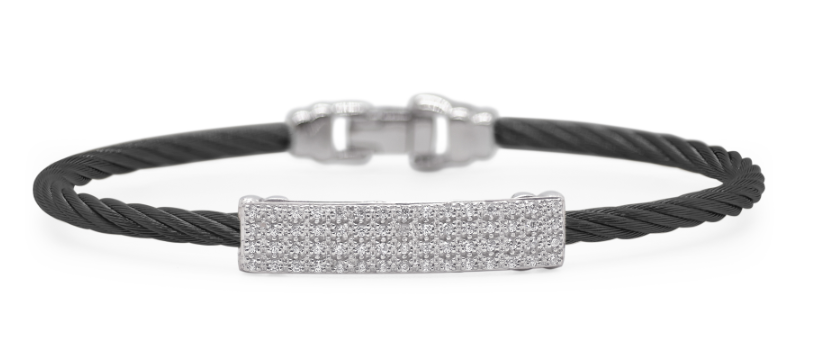 Cable ID Station Bracelet with 18kt Gold & Diamonds