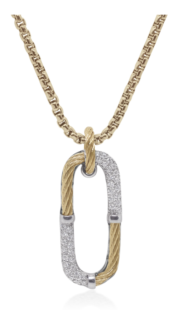 Cable & Chain Paperclip Pendant Necklace with 14kt Gold & Diamonds