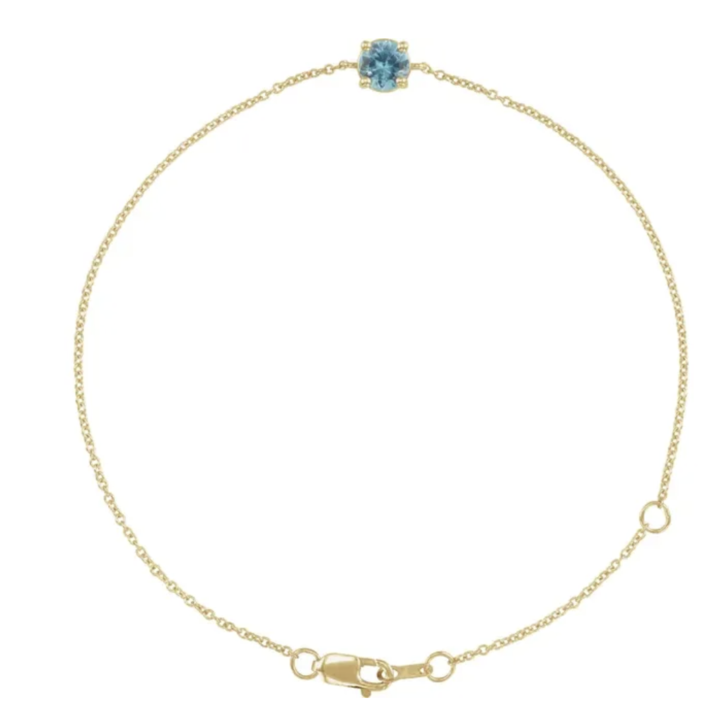 14K Yellow Natural Blue Zircon