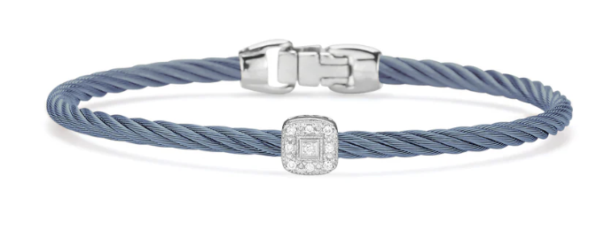 Single Square Essential Stackable Bracelet-White Gold