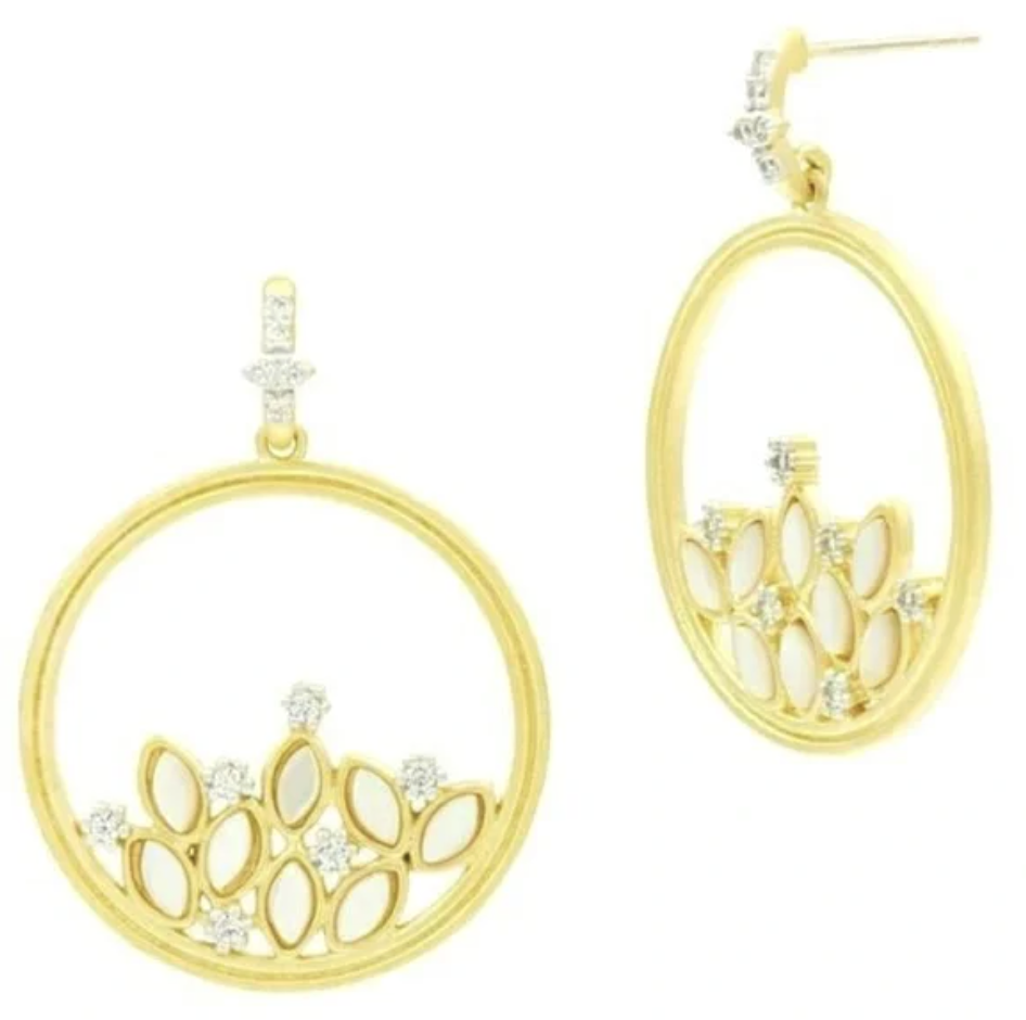 Fleur Bloom MOP Cluster Open Hoop Earring