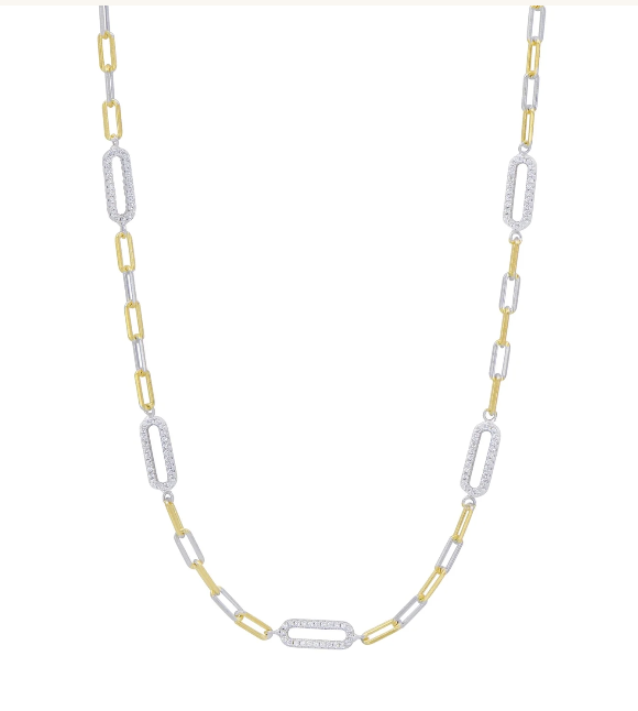 Signature Icon Pavé Station Chain Link Necklace