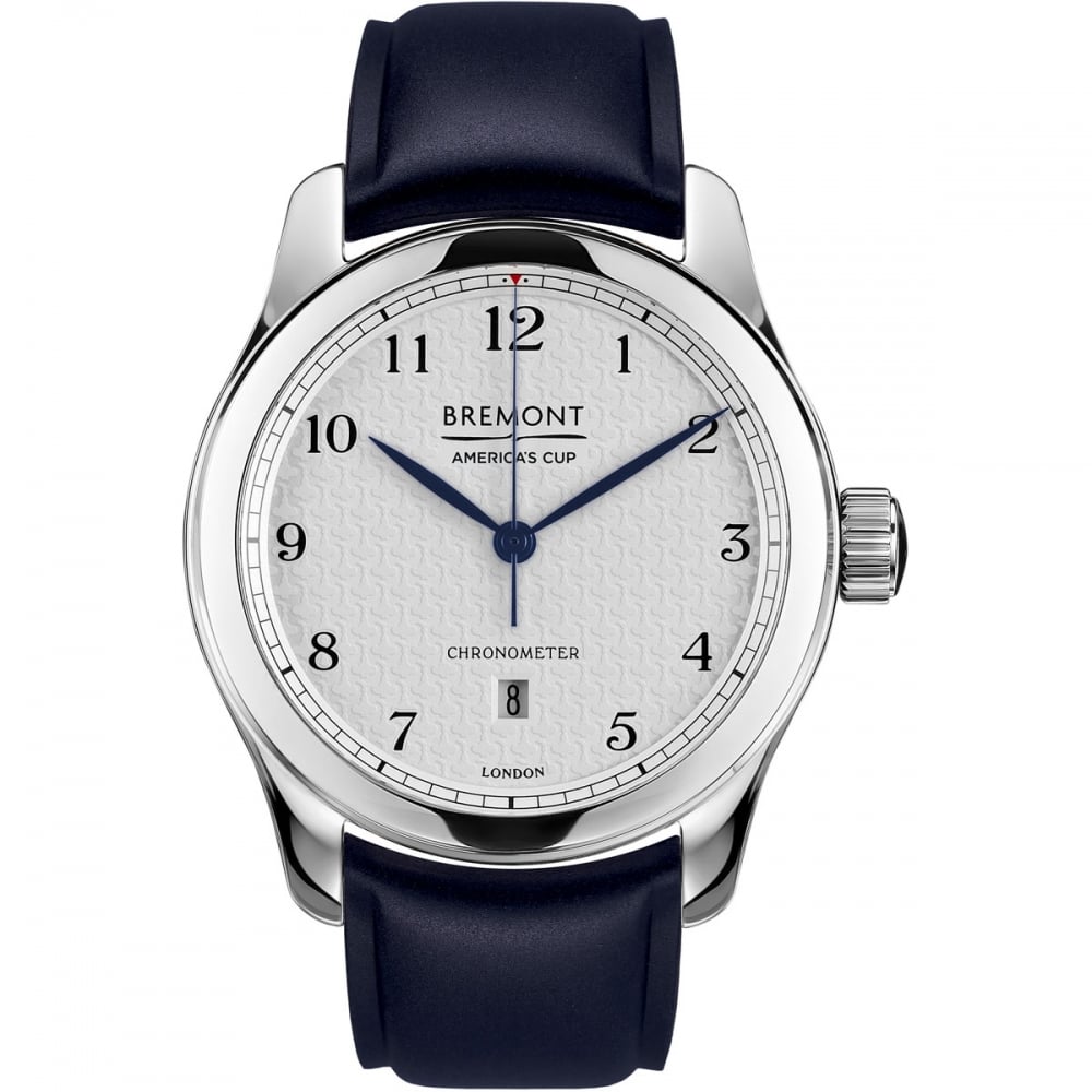 Bremont Stainless Steel Americas Cup Collection White Dial, Blue Rubber Strap. 43m