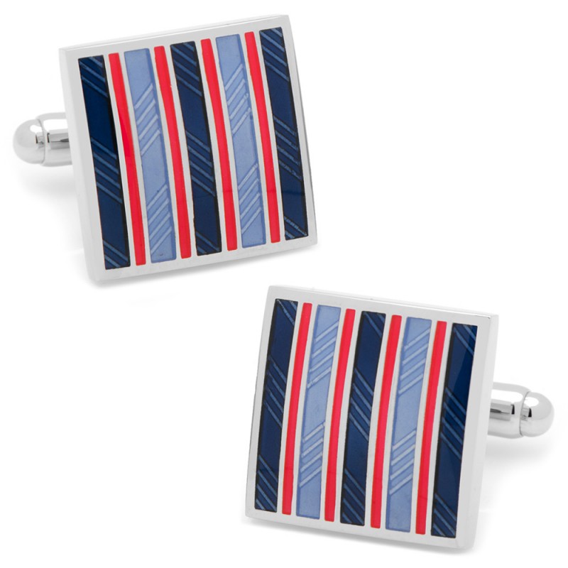 Red & Navy Striped Cufflinks