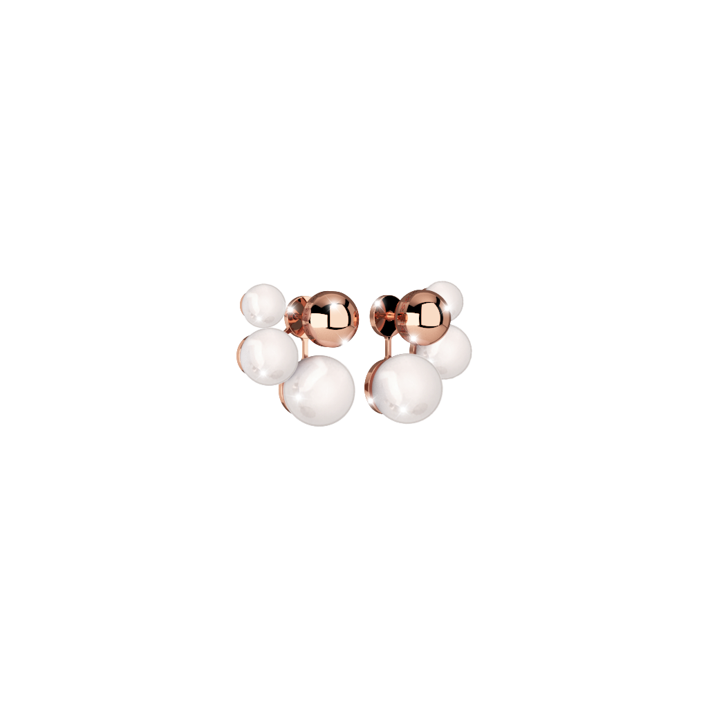 Rebecca Rose Gold Plated Earrings W/3 Size Pearls