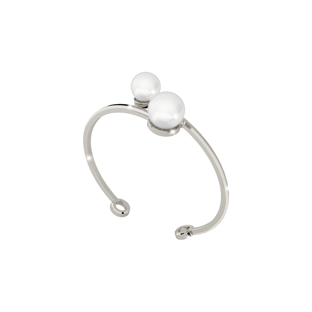Rebecca Silver Colored Bronze Bangle W/2 Pearls