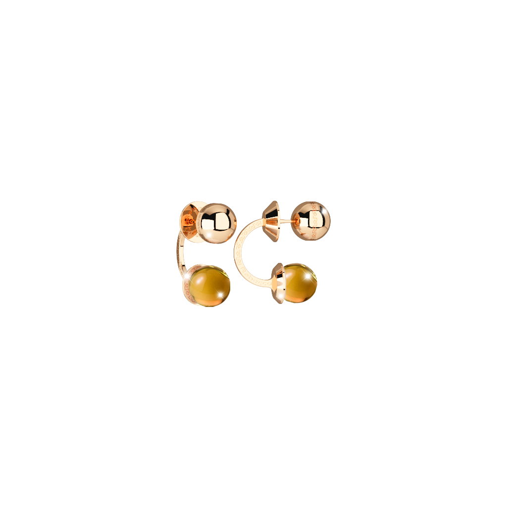 Rebecca Yellow Gold Plated Front / Back Huggies W/Yellow Stone