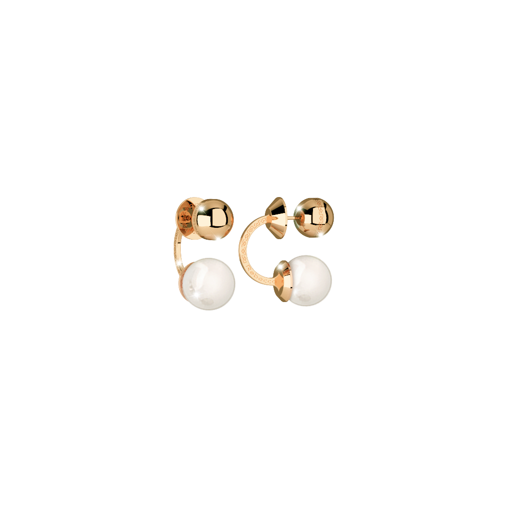 Rebecca Yellow Gold Plate Huggie Earring W/White Prl