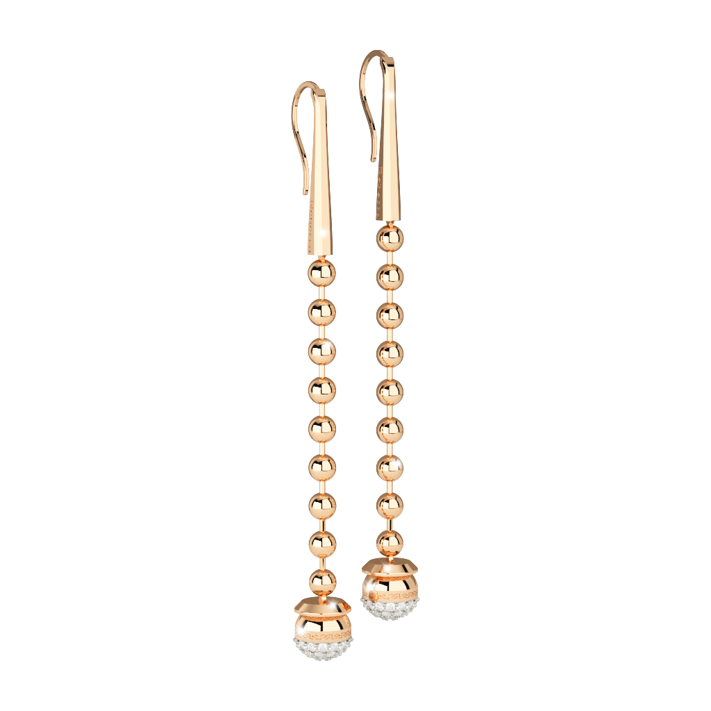 Rebecca Yellow Gold Plate Beaded Dangle Earring W/White Stones
