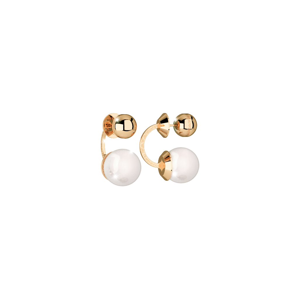 Rebecca Yellow Gold Plate Back To Front Huggies W/White Prl