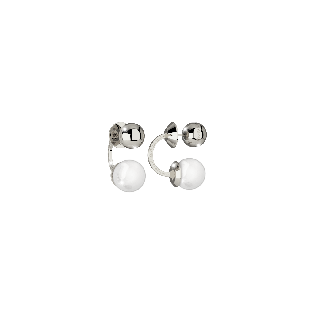 Rebecca White Colored Reversible Earring W/White Pearl