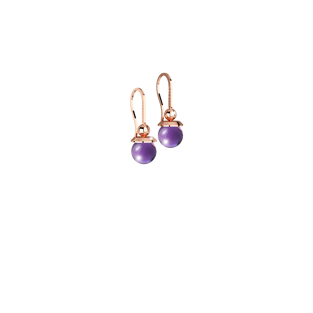Rebecca Rose Hook Earrings W/Purple Bead