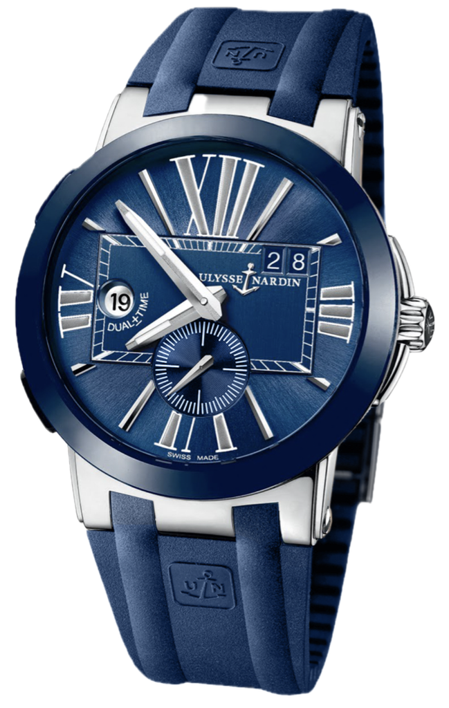 Ulysse Nardin Executive Dual Time 43m W/Big Date &amp; Small Seconds Stainless Steel/Cer Case &amp; Blue Dial