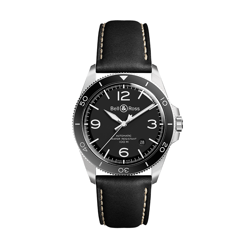Vintage Automatic Satin Polished Steel Case Matte Black Dial Black Calfskin Strap 41m