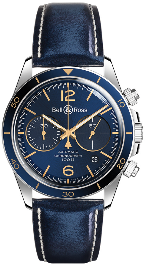 Vintage Automatic Aeronavale Polished Steel Case Blue Sunray Dial Ice Blue Calfskin Strap 41m