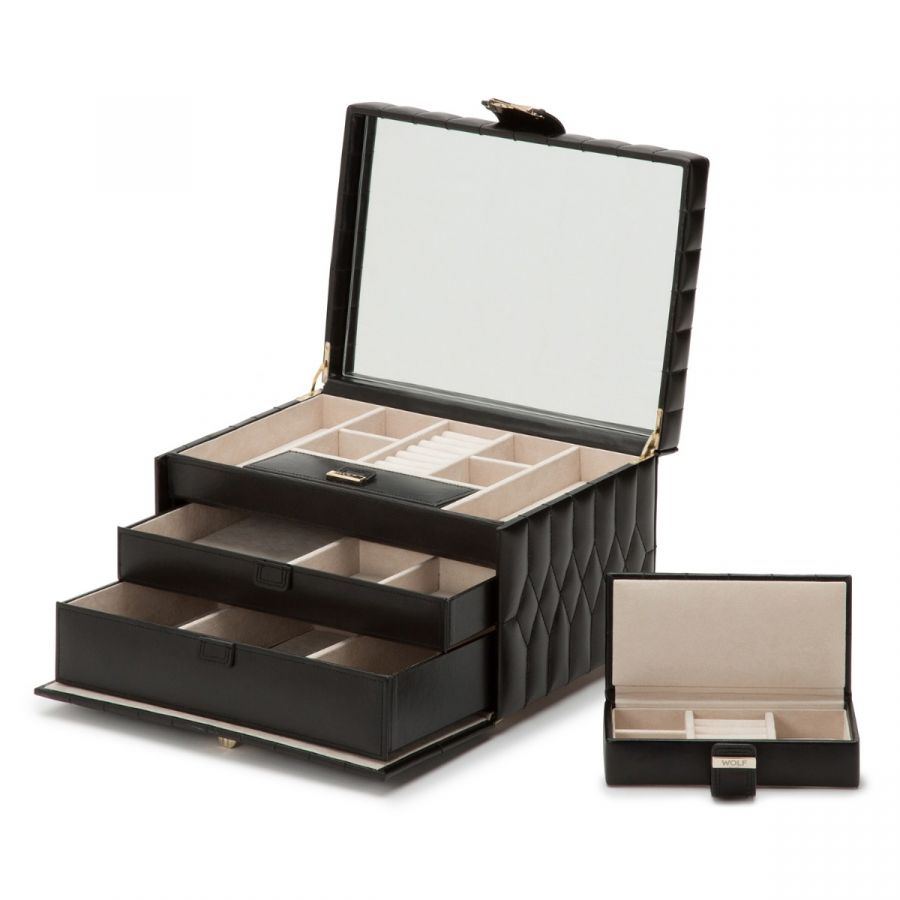 Wolf Designs Caroline Medium Jewelry Case In Black