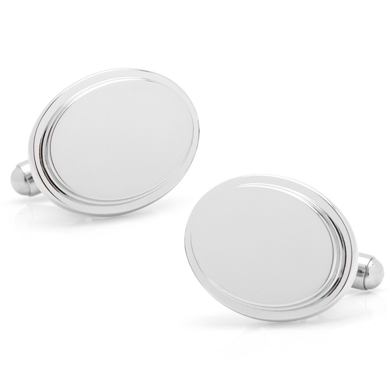 Stainless Steel Oval Step Engravable Cufflinks