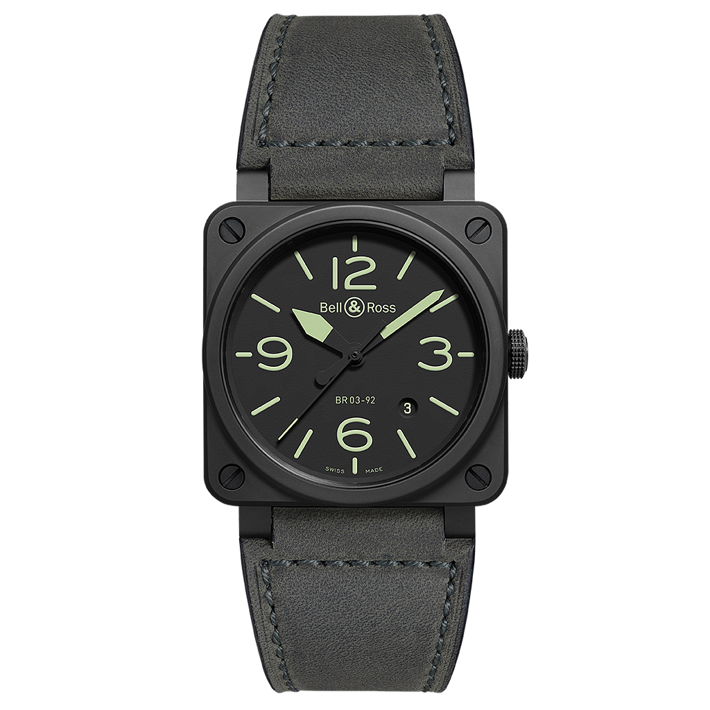 42m Matte Black Ceramic Case, Numerals &amp; Indices Coated In Superluminovac3, Grey-Green Calfskin Synthetic Strap