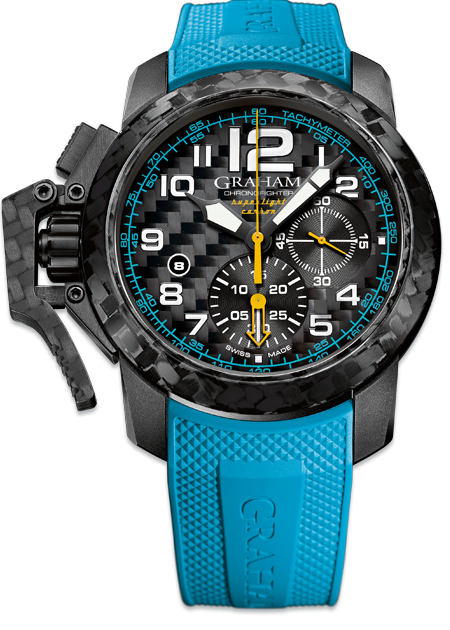 Chronofighter Superlight Carbon W/Blue Rubber Strap Size N1 &amp; Black Carbon Pin Buckle &amp; Extra Black Rubber Strap