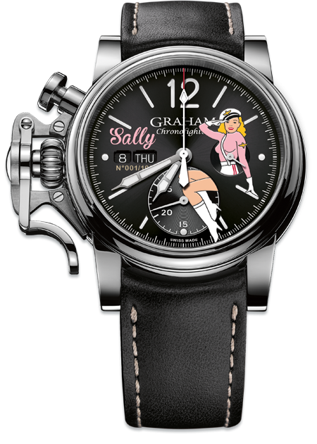 Chronofighter Vintage Noseart (Sally) Ltd 100 W/Black Calf Strap Size N1 &amp; Steel Pin Buckle