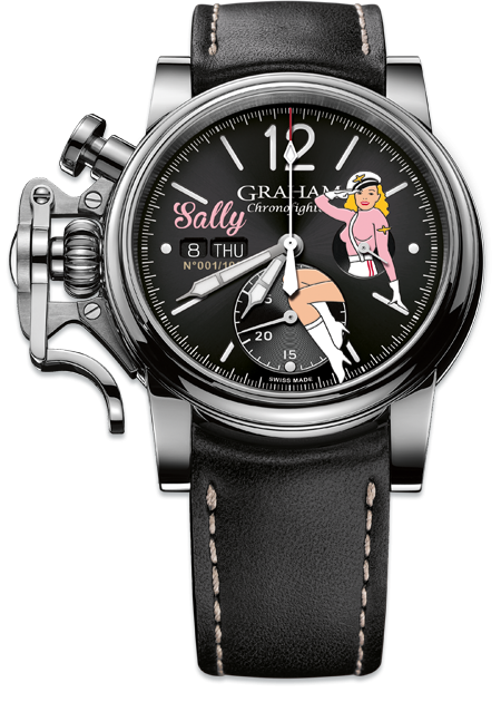 Chronofighter Vintage Noseart (Sally) Ltd 100 W/Black Calf Strap Size N1 & Steel Pin Buckle