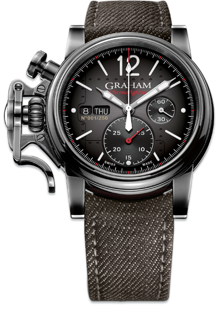 Chronofighter Vintage Aircraft Ltd. 250 W/Anthracite Denim Strap Size N1 & Titanium Pin Buckle