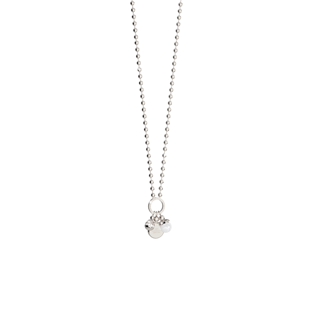 Boulevard Pearl Silver Tone Neck W/1 Pearl &amp; 2 Charms