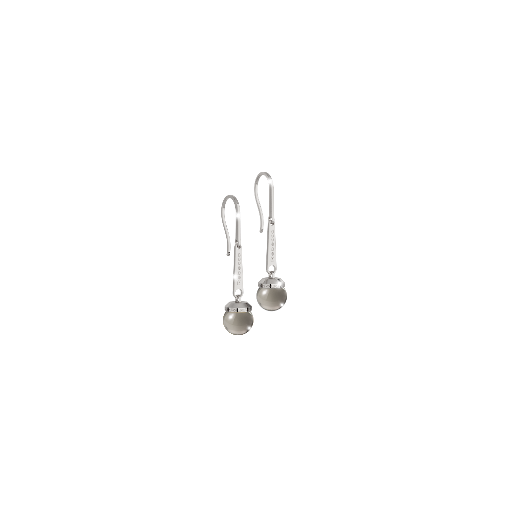 Boulevard Stone Silver Tone Smoke Bead Dangle Earrings