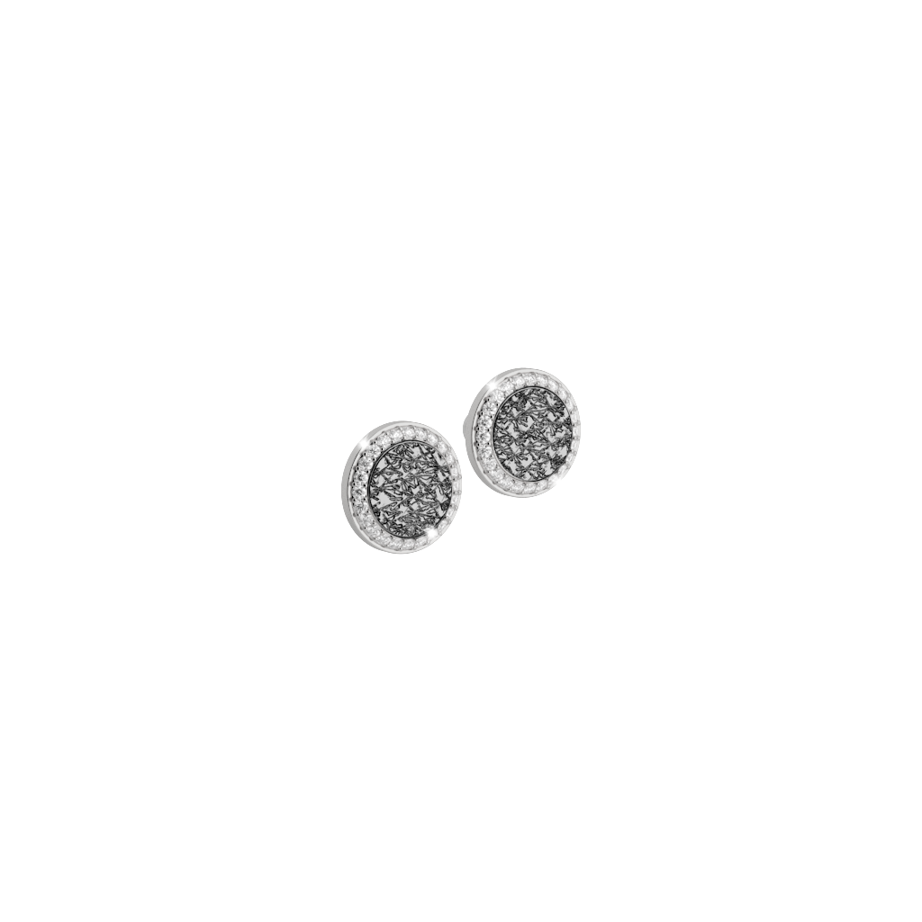R-Zero Silver Tone Button Earrings