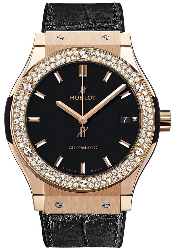 Classic Fusion 38m Rose Gold Black Dial & Diamond Bezel