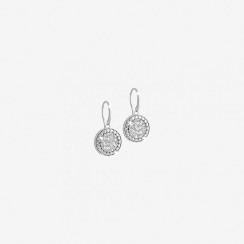 R-Zero All White Disk W/Stones Around Earrings