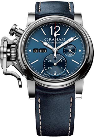 Chronofighter Vintage 44m Blue Dial Steel Case W/Blue Calf Strap W/Contrast Stitch