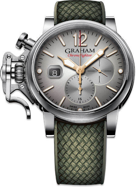 Chronofighter Grand Vintage 47m Steel Case Grey Fume Dial W/Khaki Rubber Strap