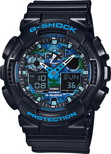 G-Shock Ana-Digital X-Large Black &amp; Blue Camo Dial